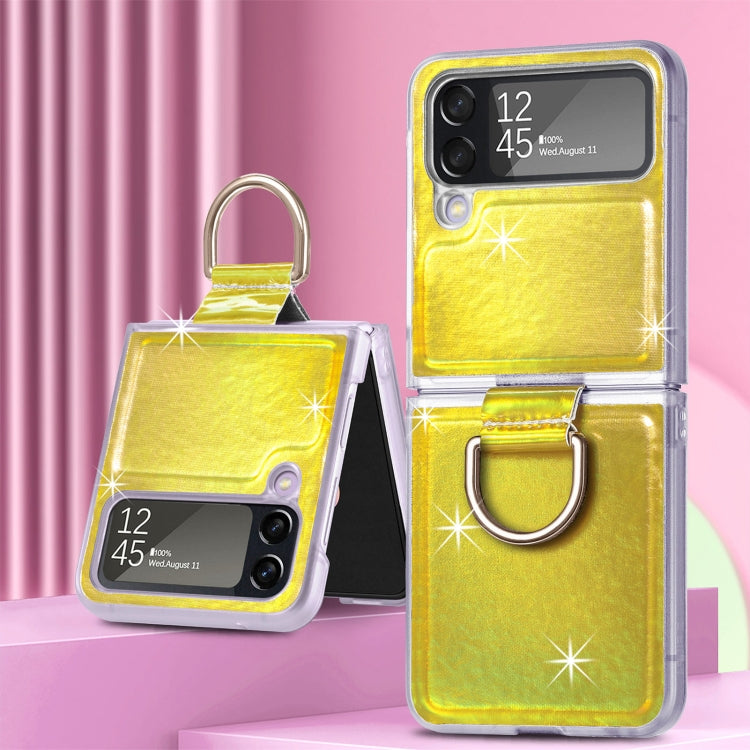 For Samsung Galaxy Z Flip4 Laser Skin Color Changing PC Phone Case with Ring