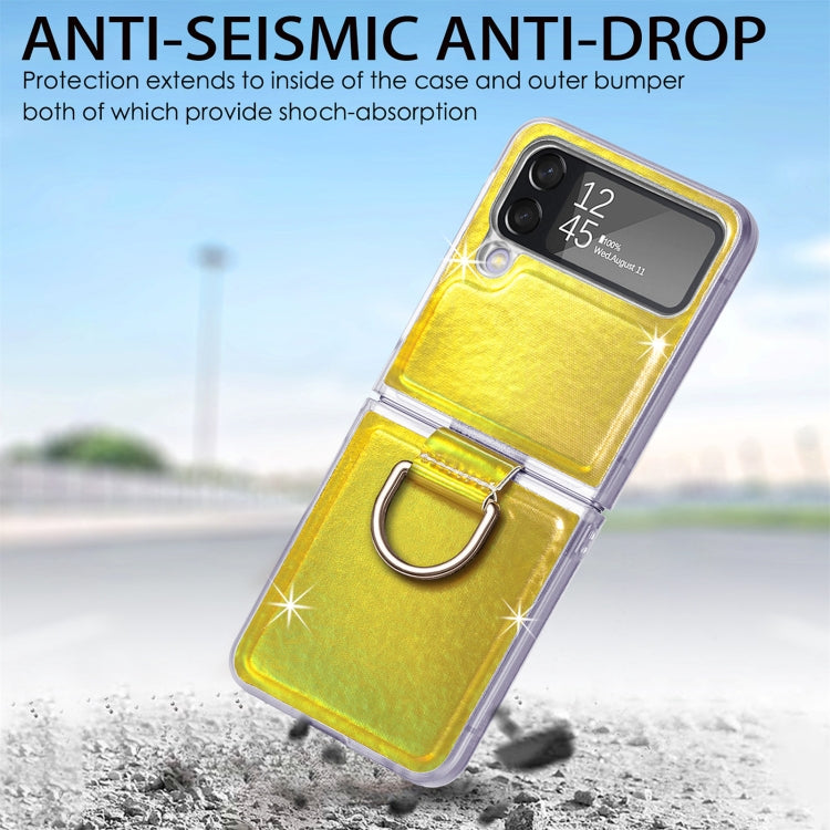 For Samsung Galaxy Z Flip4 Laser Skin Color Changing PC Phone Case with Ring