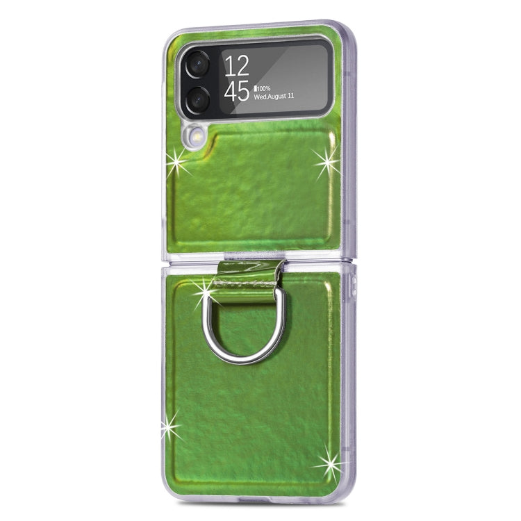 For Samsung Galaxy Z Flip4 Laser Skin Color Changing PC Phone Case with Ring