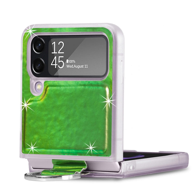 For Samsung Galaxy Z Flip4 Laser Skin Color Changing PC Phone Case with Ring