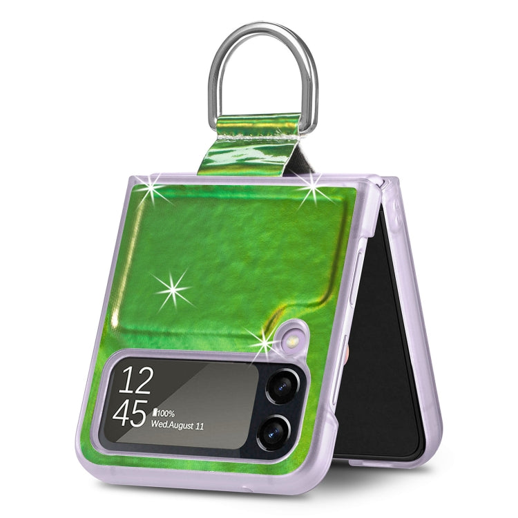 For Samsung Galaxy Z Flip4 Laser Skin Color Changing PC Phone Case with Ring