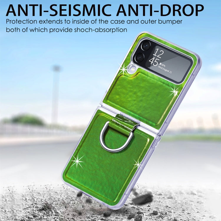 For Samsung Galaxy Z Flip4 Laser Skin Color Changing PC Phone Case with Ring