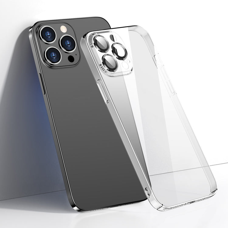 For iPhone 14 Glass Lens Film Clear PC Phone Case