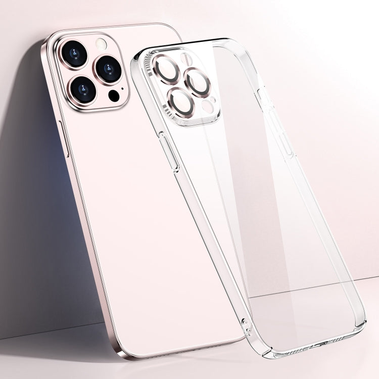 For iPhone 14 Glass Lens Film Clear PC Phone Case