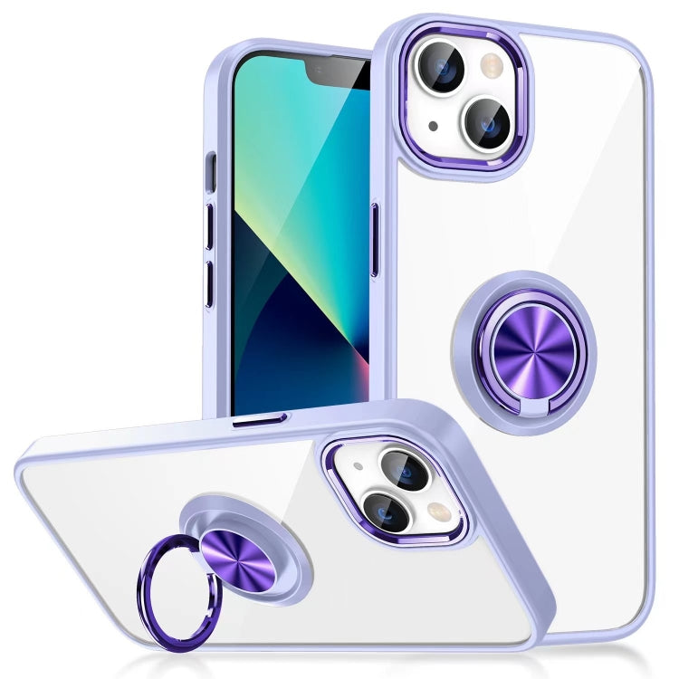 For iPhone 14 Plus Ring Holder TPU Acrylic Phone Case