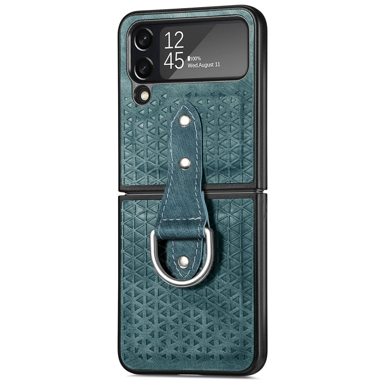 For Samsung Galaxy Z Flip4 Netted Embossing Ring Folding Phone Case