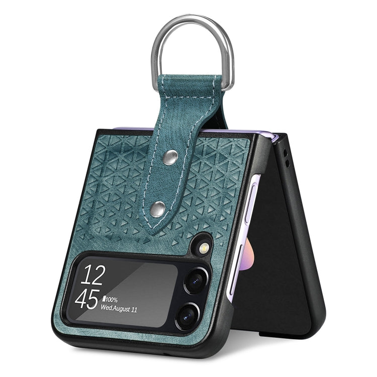 For Samsung Galaxy Z Flip4 Netted Embossing Ring Folding Phone Case