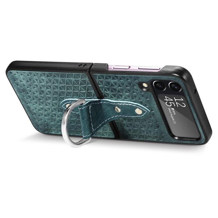For Samsung Galaxy Z Flip4 Netted Embossing Ring Folding Phone Case