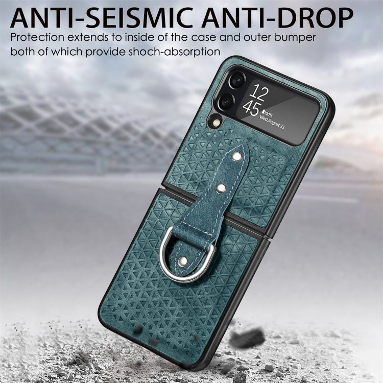 For Samsung Galaxy Z Flip4 Netted Embossing Ring Folding Phone Case