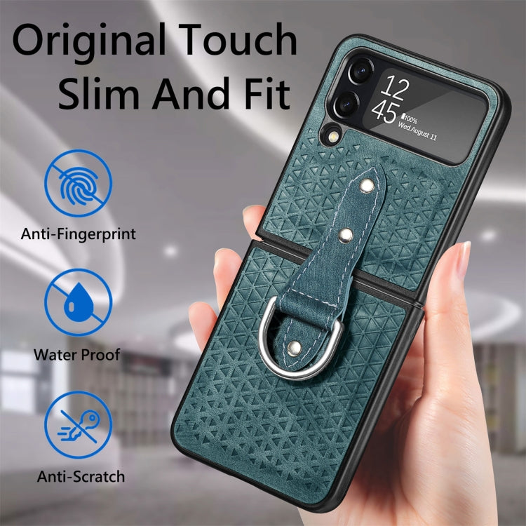 For Samsung Galaxy Z Flip4 Netted Embossing Ring Folding Phone Case