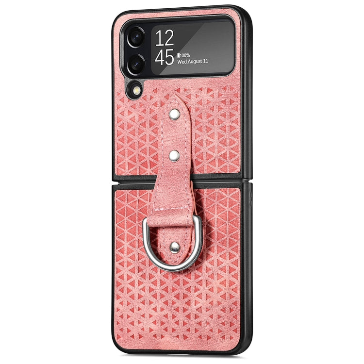 For Samsung Galaxy Z Flip4 Netted Embossing Ring Folding Phone Case