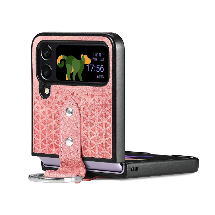 For Samsung Galaxy Z Flip4 Netted Embossing Ring Folding Phone Case