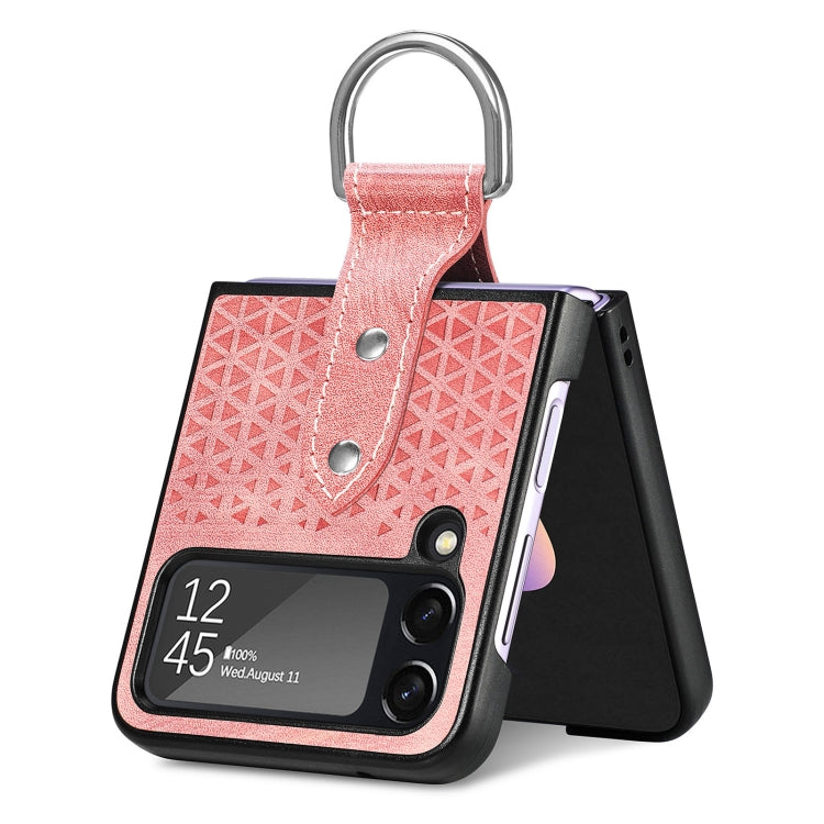 For Samsung Galaxy Z Flip4 Netted Embossing Ring Folding Phone Case