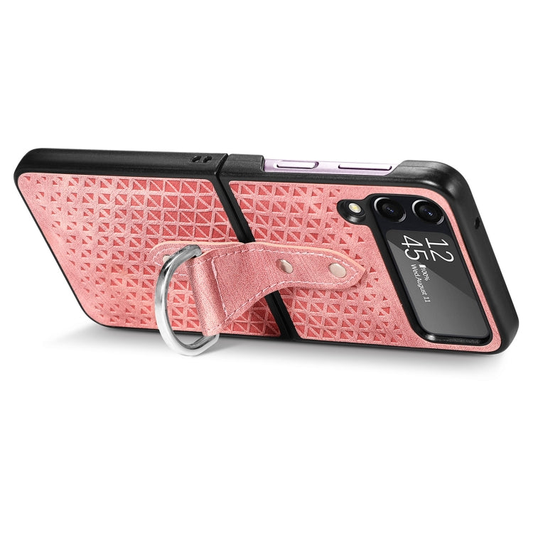 For Samsung Galaxy Z Flip4 Netted Embossing Ring Folding Phone Case