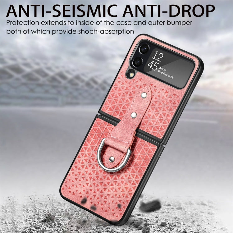 For Samsung Galaxy Z Flip4 Netted Embossing Ring Folding Phone Case