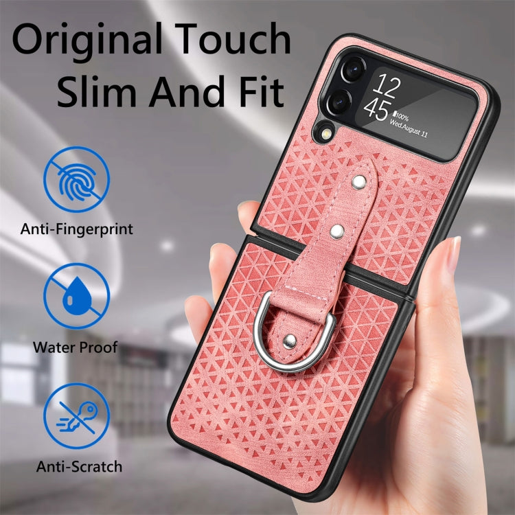 For Samsung Galaxy Z Flip4 Netted Embossing Ring Folding Phone Case