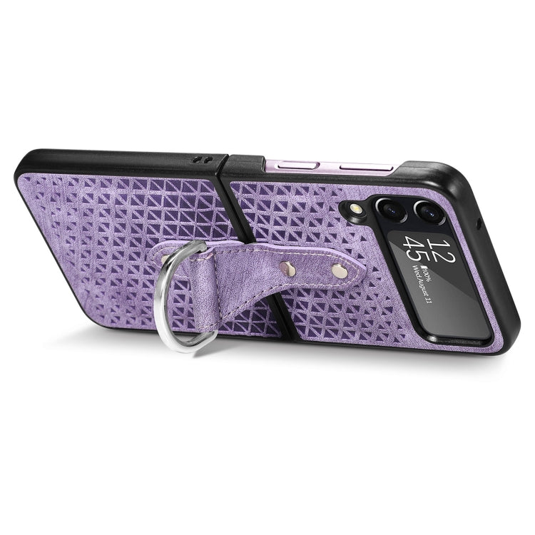 For Samsung Galaxy Z Flip4 Netted Embossing Ring Folding Phone Case