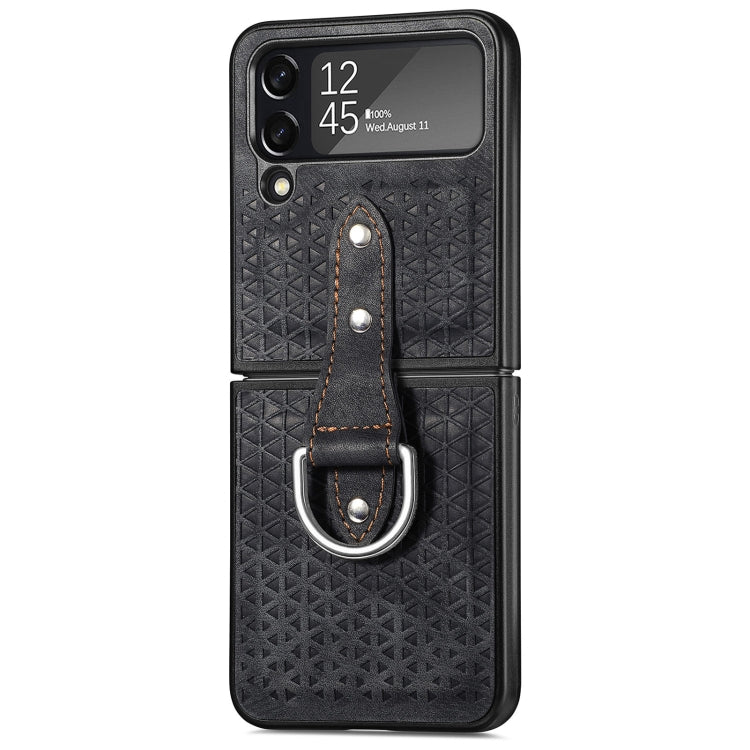 For Samsung Galaxy Z Flip4 Netted Embossing Ring Folding Phone Case