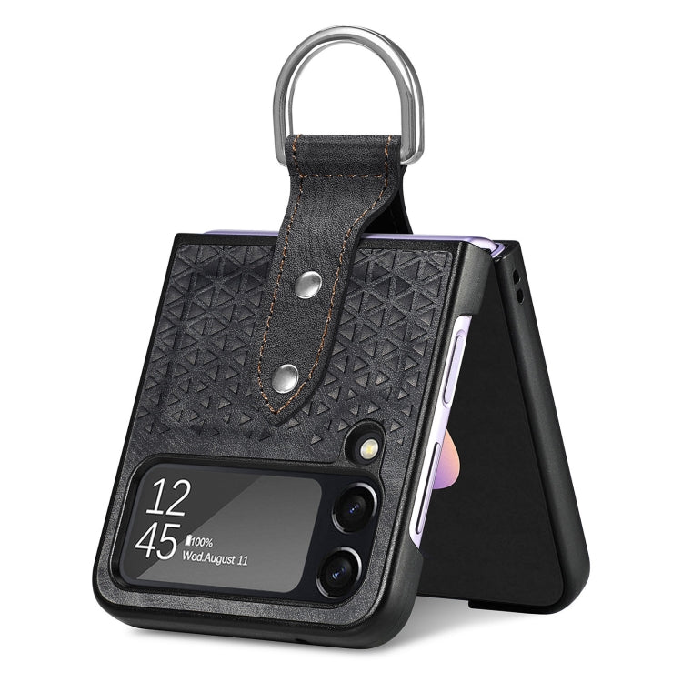 For Samsung Galaxy Z Flip4 Netted Embossing Ring Folding Phone Case