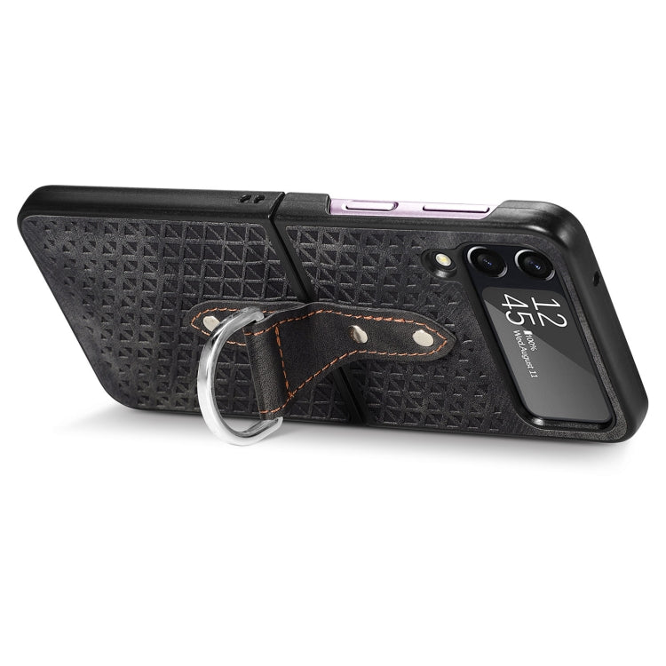 For Samsung Galaxy Z Flip4 Netted Embossing Ring Folding Phone Case