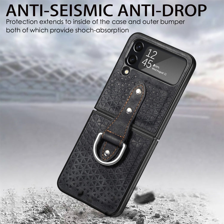 For Samsung Galaxy Z Flip4 Netted Embossing Ring Folding Phone Case