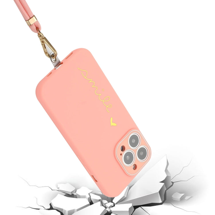For iPhone 14 Pro Gilding Line TPU Phone Case with Strap