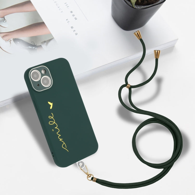 For iPhone 13 mini Gilding Line TPU Phone Case with Strap