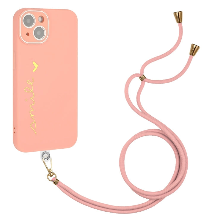 For iPhone 13 mini Gilding Line TPU Phone Case with Strap