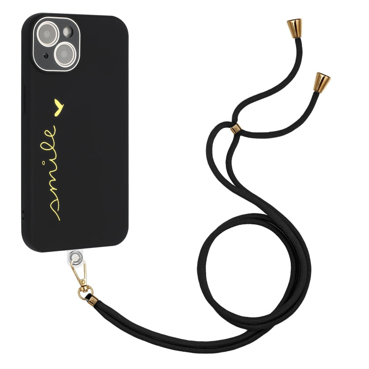 For iPhone 13 Gilding Line TPU Phone Case with Strap