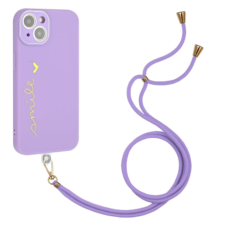 For iPhone 13 Gilding Line TPU Phone Case with Strap