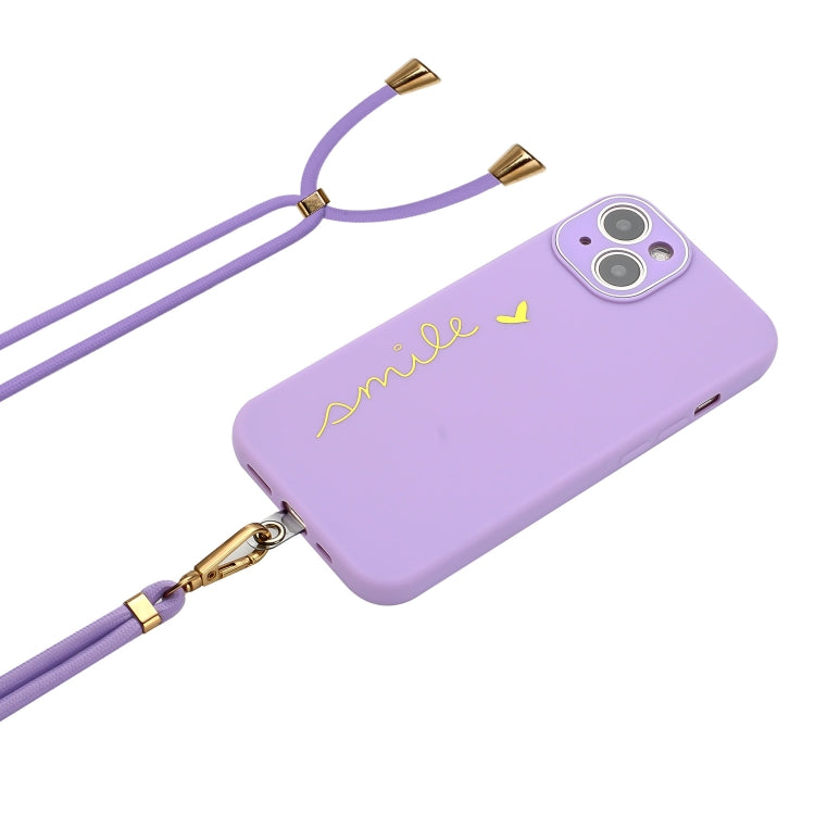 For iPhone 13 Gilding Line TPU Phone Case with Strap