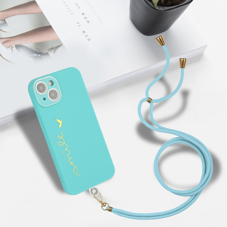 For iPhone 13 Gilding Line TPU Phone Case with Strap