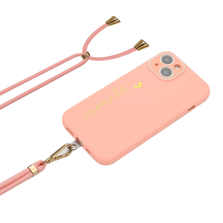 For iPhone 13 Gilding Line TPU Phone Case with Strap