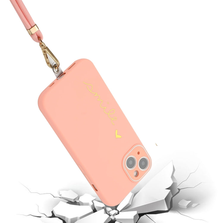 For iPhone 13 Pro Gilding Line TPU Phone Case with Strap