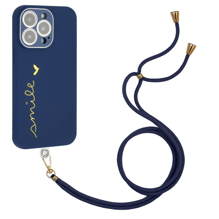 For iPhone 13 Pro Max Gilding Line TPU Phone Case with Strap