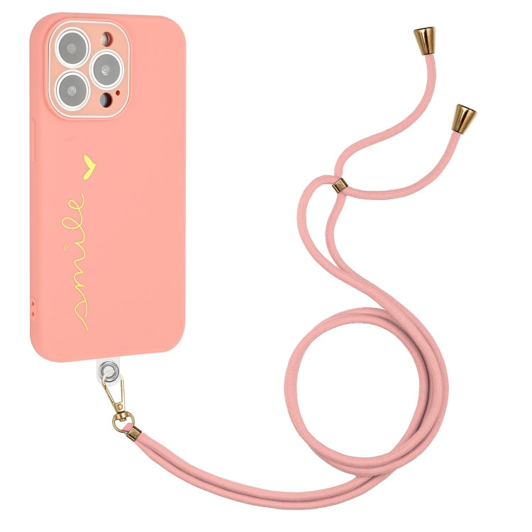 For iPhone 13 Pro Max Gilding Line TPU Phone Case with Strap