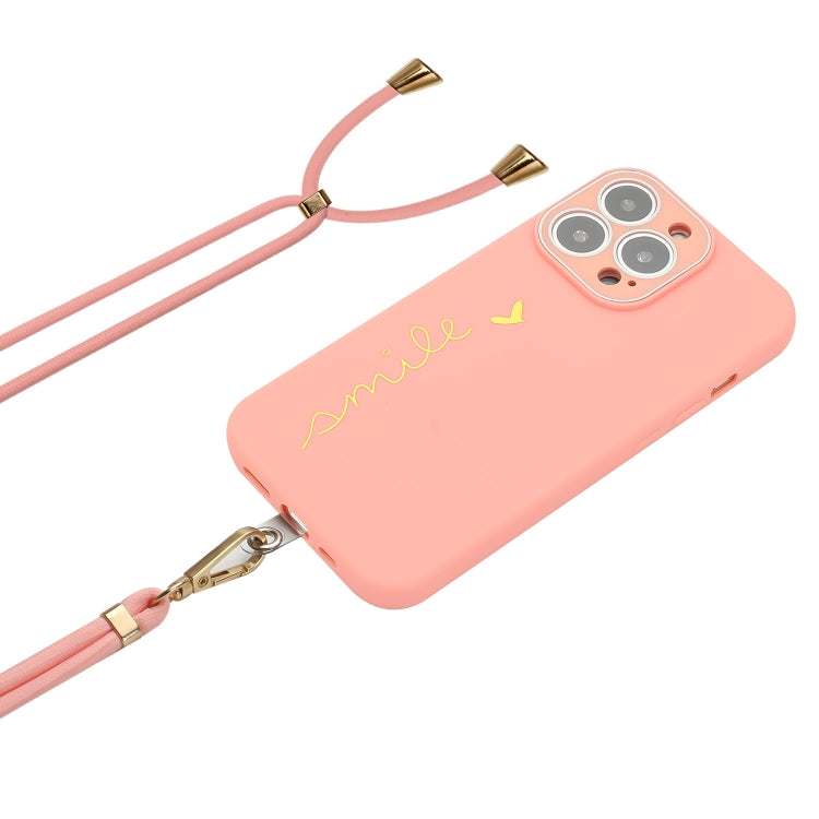 For iPhone 13 Pro Max Gilding Line TPU Phone Case with Strap