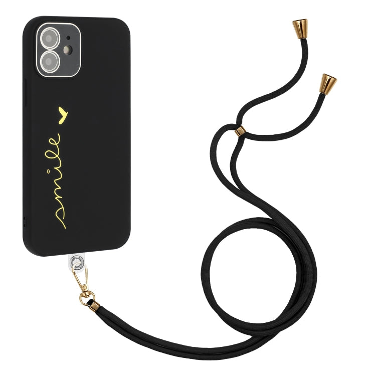 For iPhone 12 mini Gilding Line TPU Phone Case with Strap