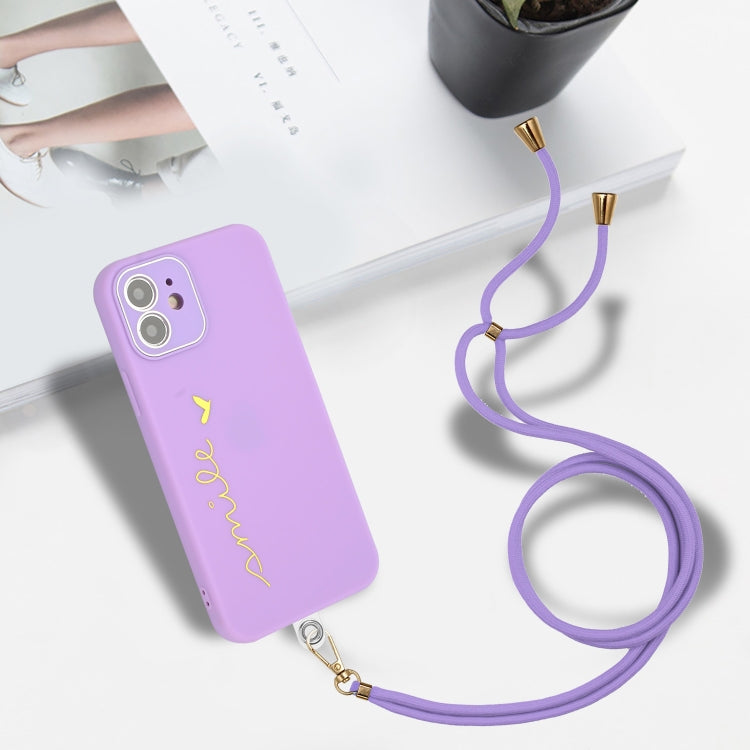 For iPhone 12 mini Gilding Line TPU Phone Case with Strap
