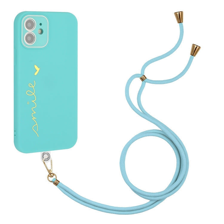For iPhone 12 mini Gilding Line TPU Phone Case with Strap