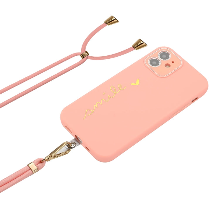 For iPhone 12 mini Gilding Line TPU Phone Case with Strap