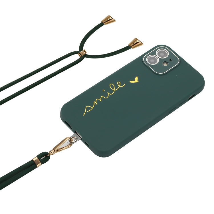 For iPhone 12 Gilding Line TPU Phone Case with Strap