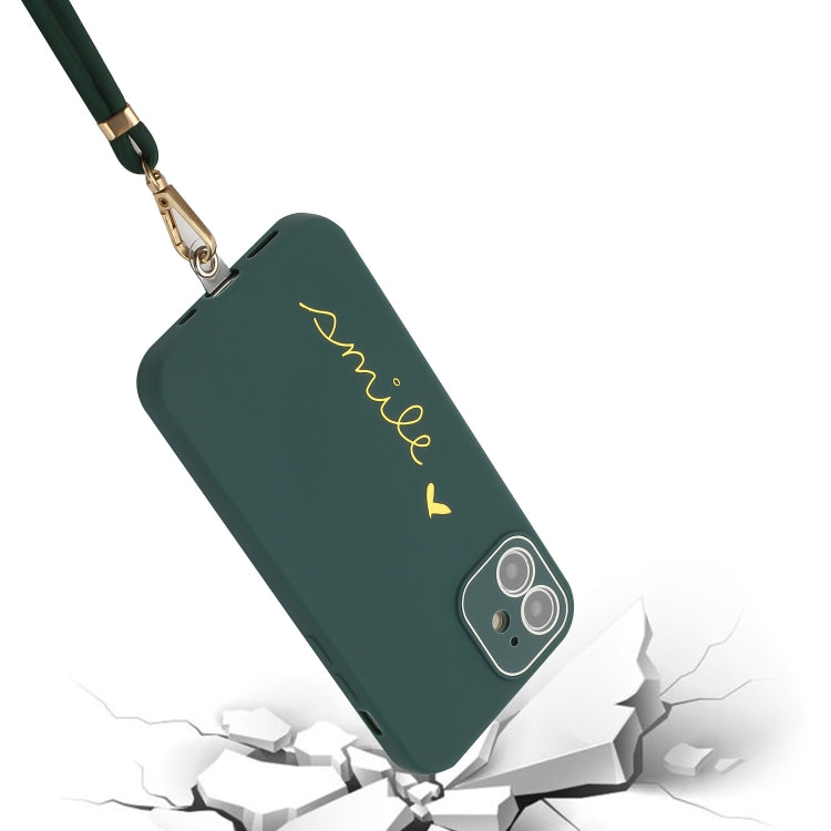 For iPhone 12 Gilding Line TPU Phone Case with Strap