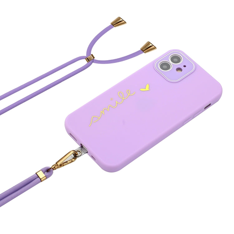 For iPhone 12 Gilding Line TPU Phone Case with Strap