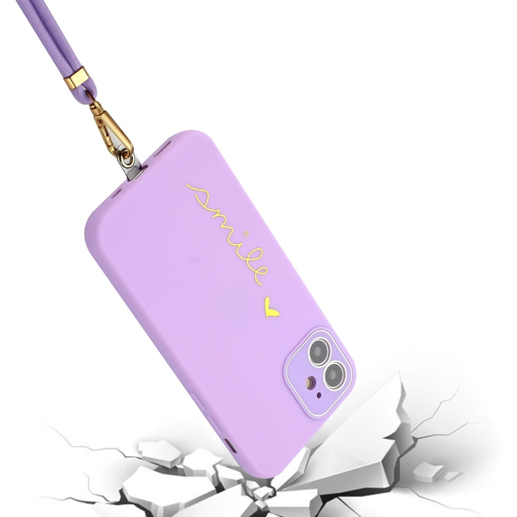 For iPhone 12 Gilding Line TPU Phone Case with Strap