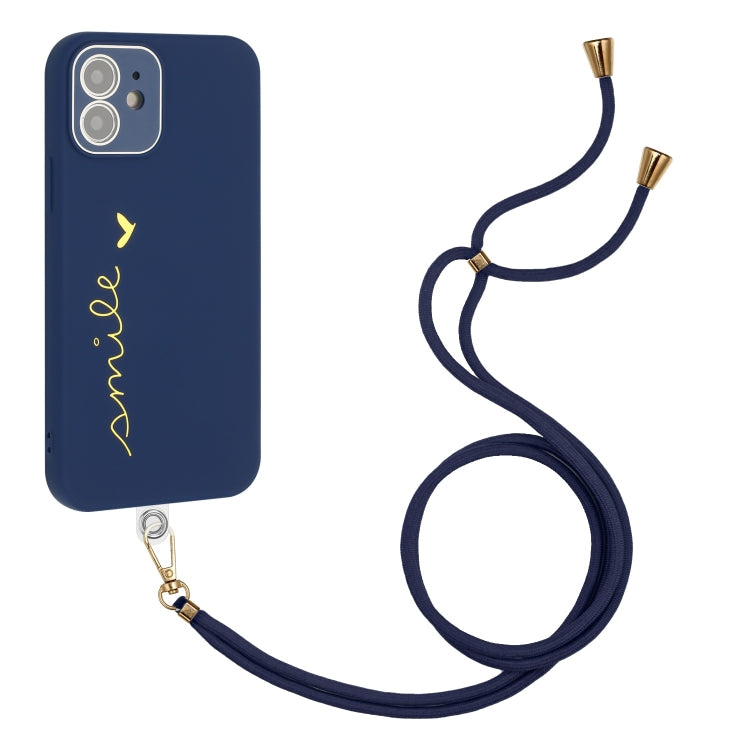 For iPhone 12 Gilding Line TPU Phone Case with Strap