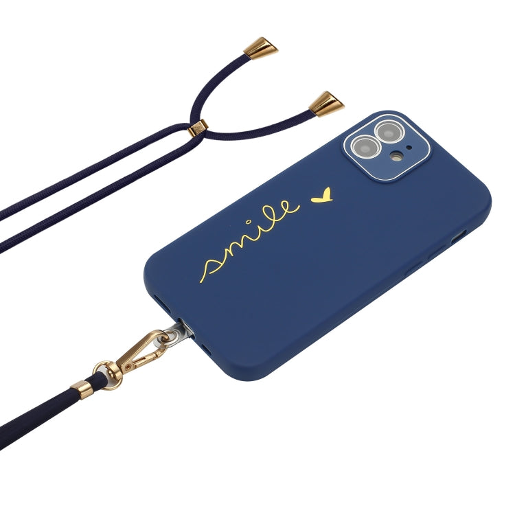 For iPhone 12 Gilding Line TPU Phone Case with Strap