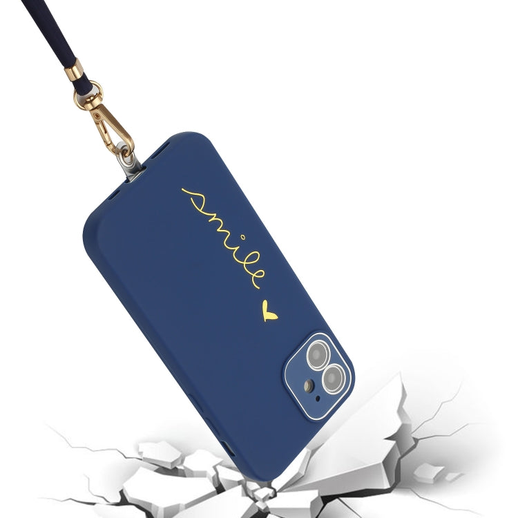 For iPhone 12 Gilding Line TPU Phone Case with Strap