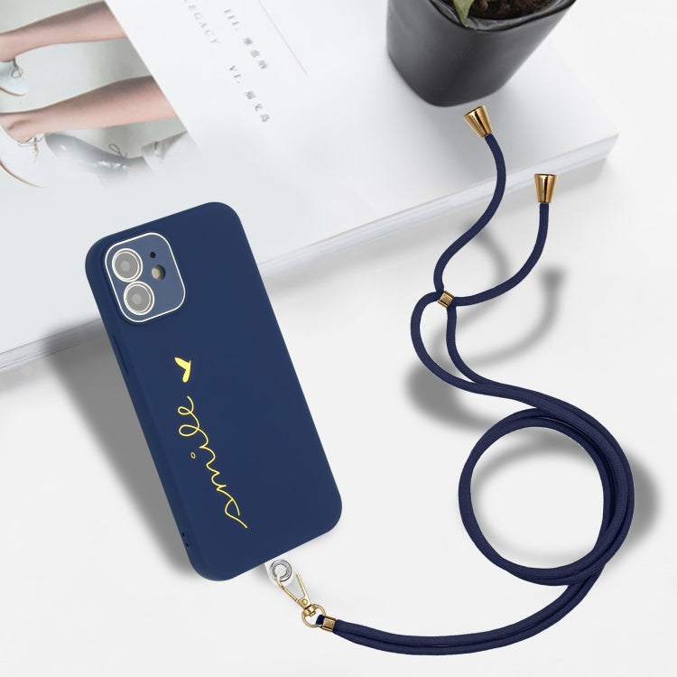 For iPhone 12 Gilding Line TPU Phone Case with Strap