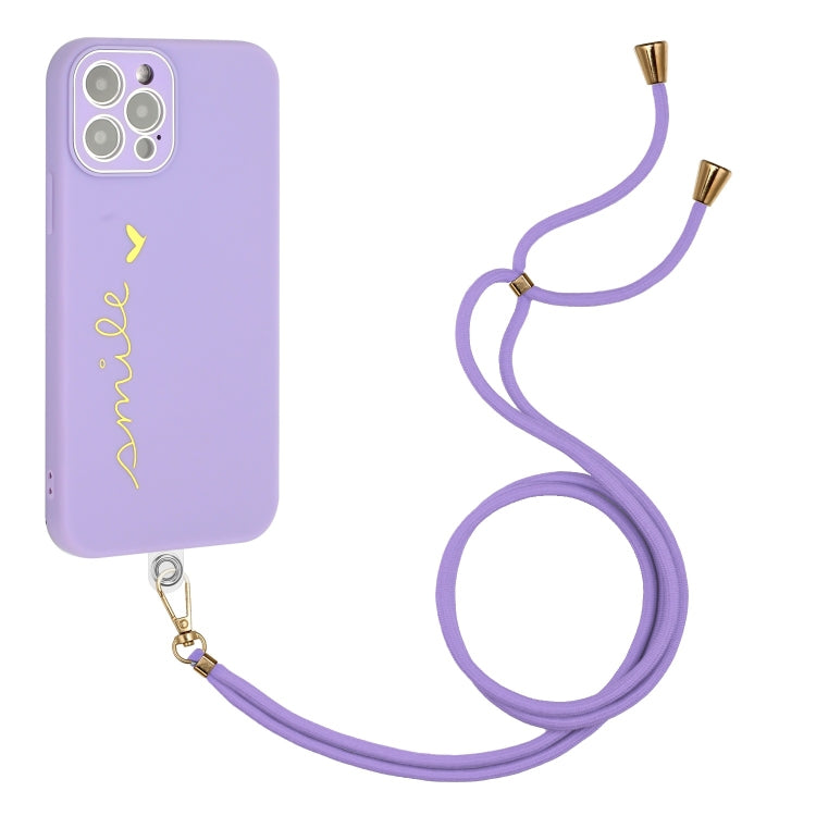 For iPhone 12 Pro Gilding Line TPU Phone Case with Strap